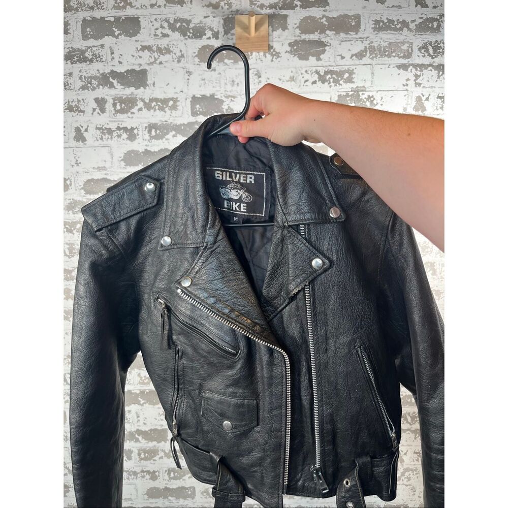 Silver bike | women leather biker jacket